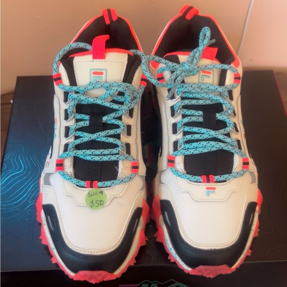 F Women's Sneakers - White, Black, and Red